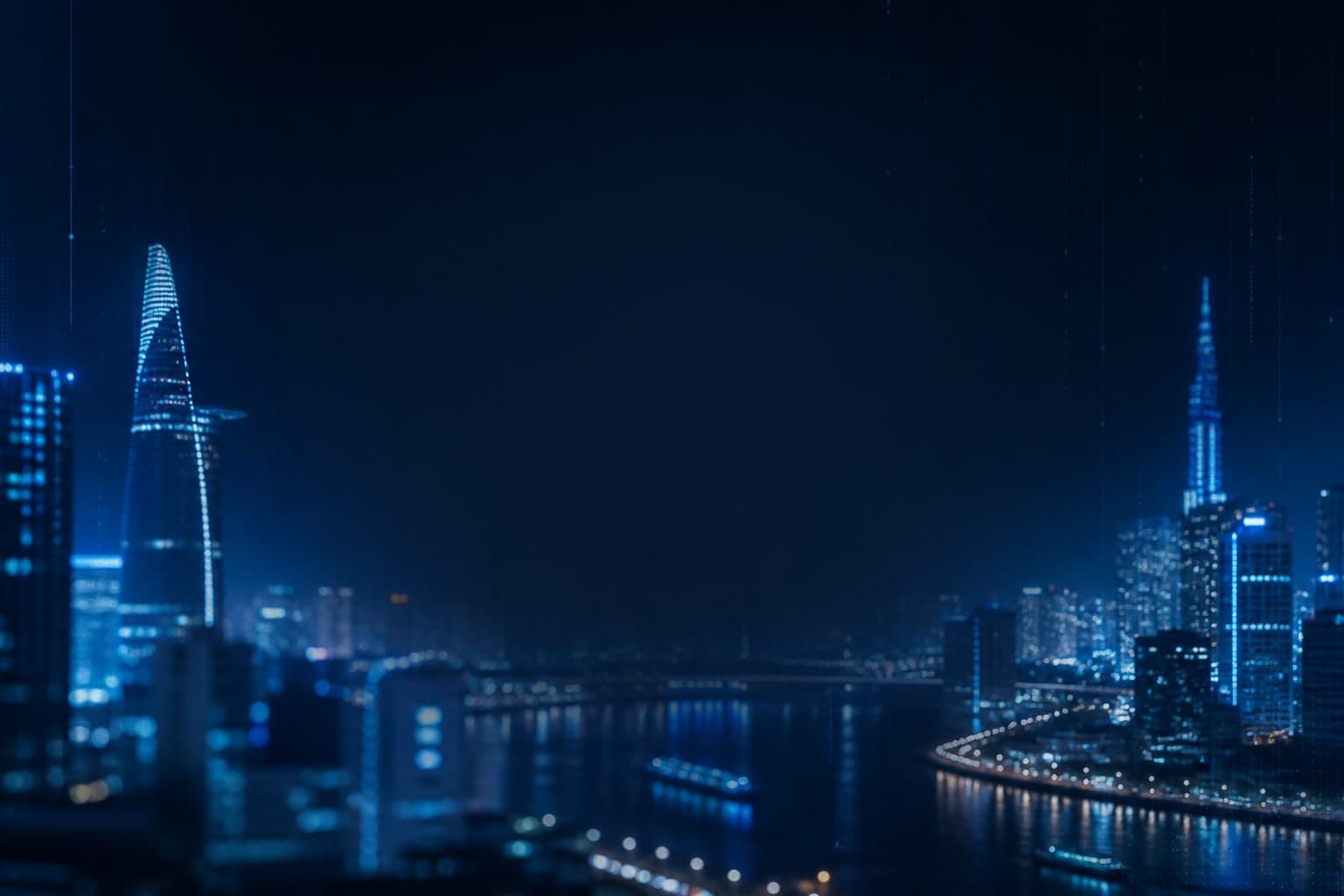 Vietnam city night lights with modern technology atmosphere