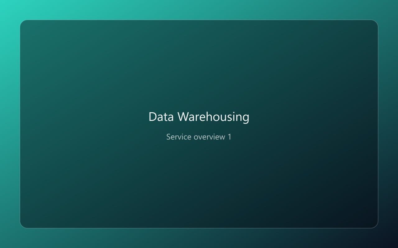 Data Warehousing overview 1