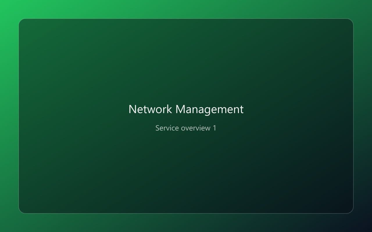 Network Management overview 1